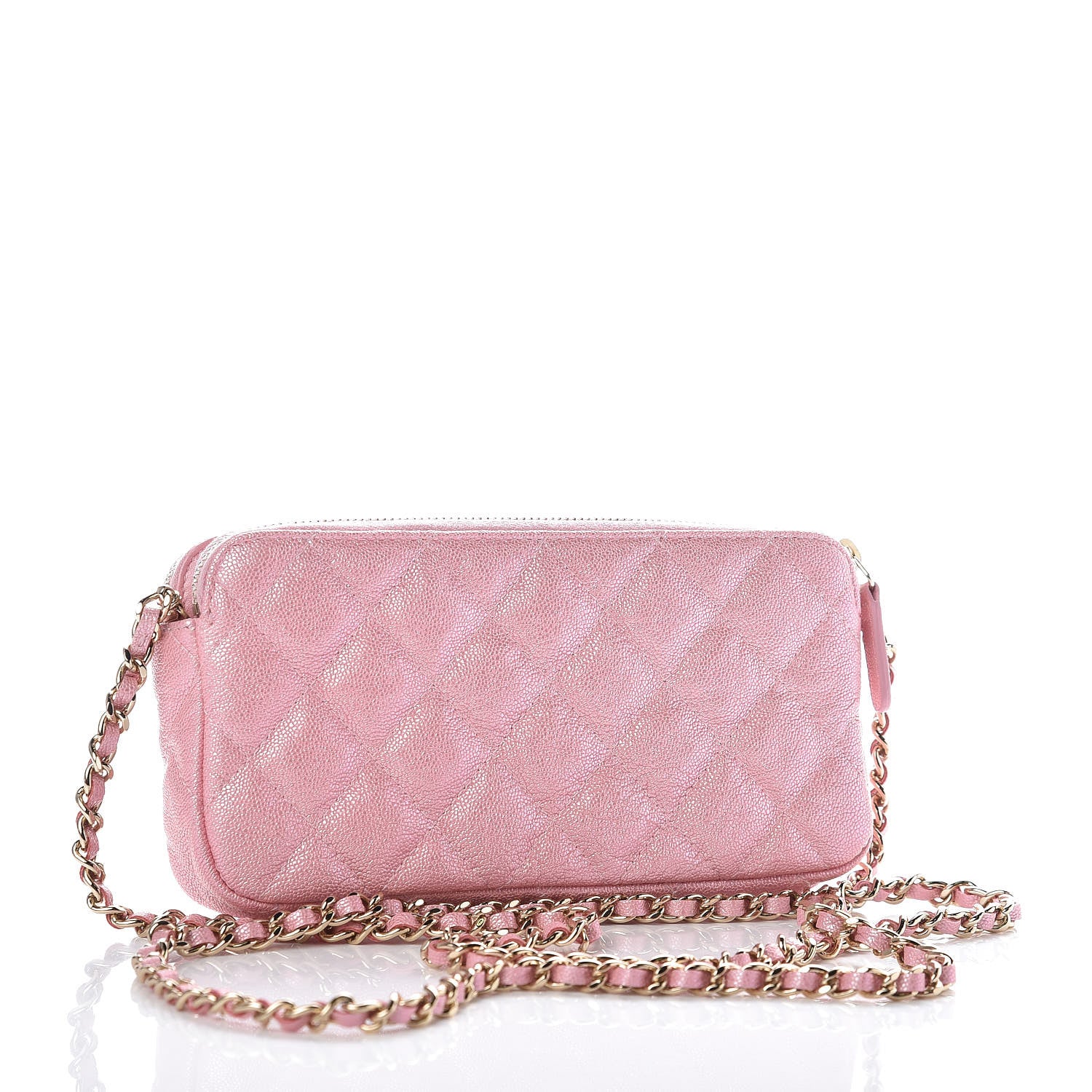 Chanel Iridescent Caviar Quilted Small Clutch With Chain Pink 5 of 22
