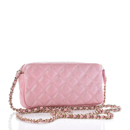 Chanel Iridescent Caviar Quilted Small Clutch With Chain Pink 5 of 22