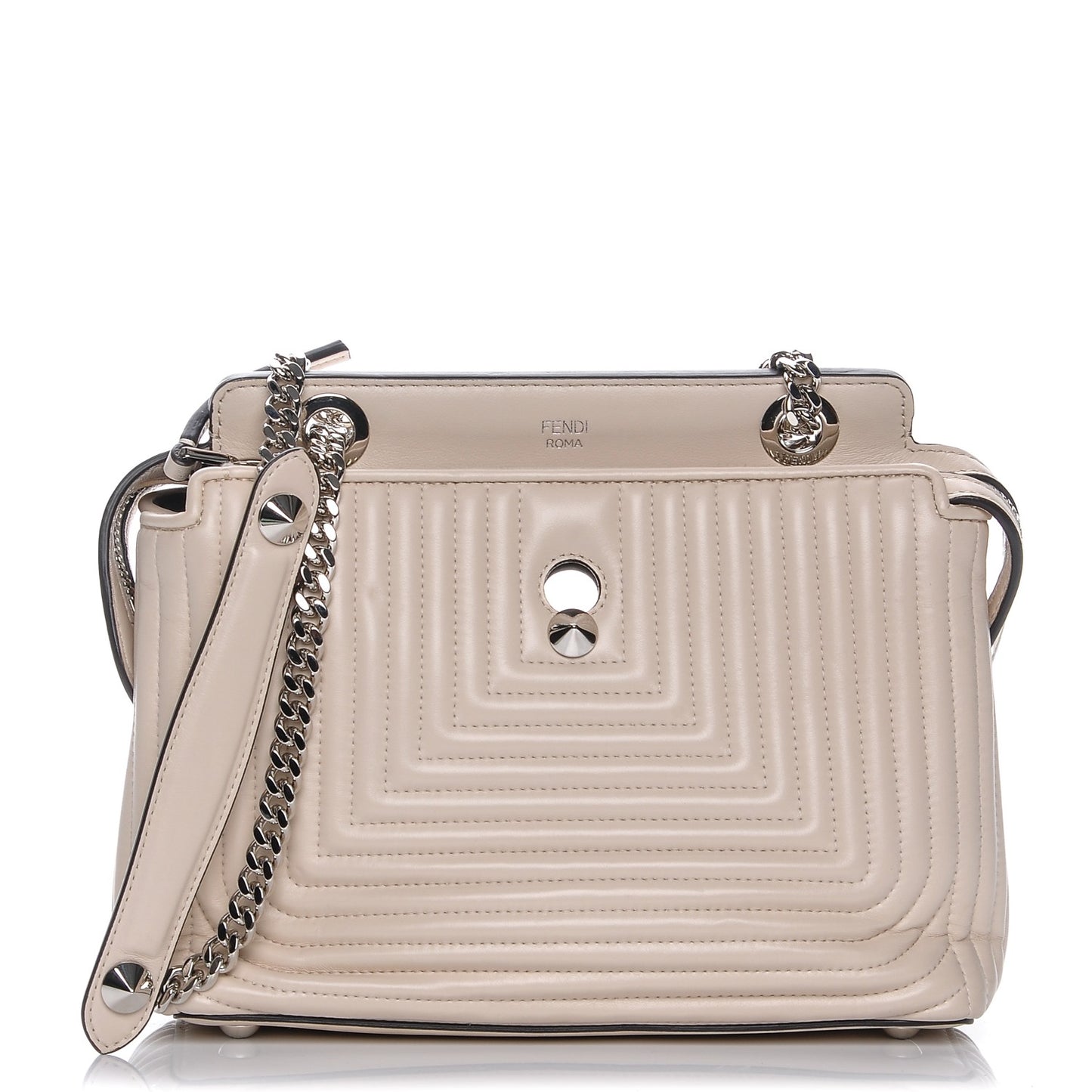 Shiny Nappa Trapuntata Small DotCom Click Chain Satchel Camelia
