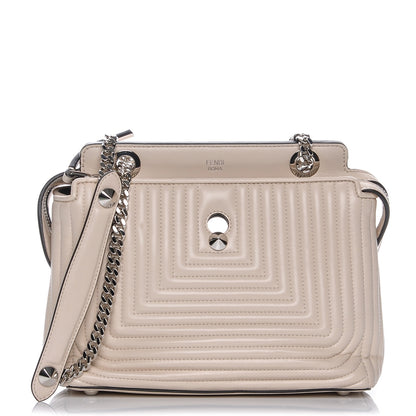 Fendi Shiny Nappa Trapuntata Small DotCom Click Chain Satchel Camelia 1 of 7