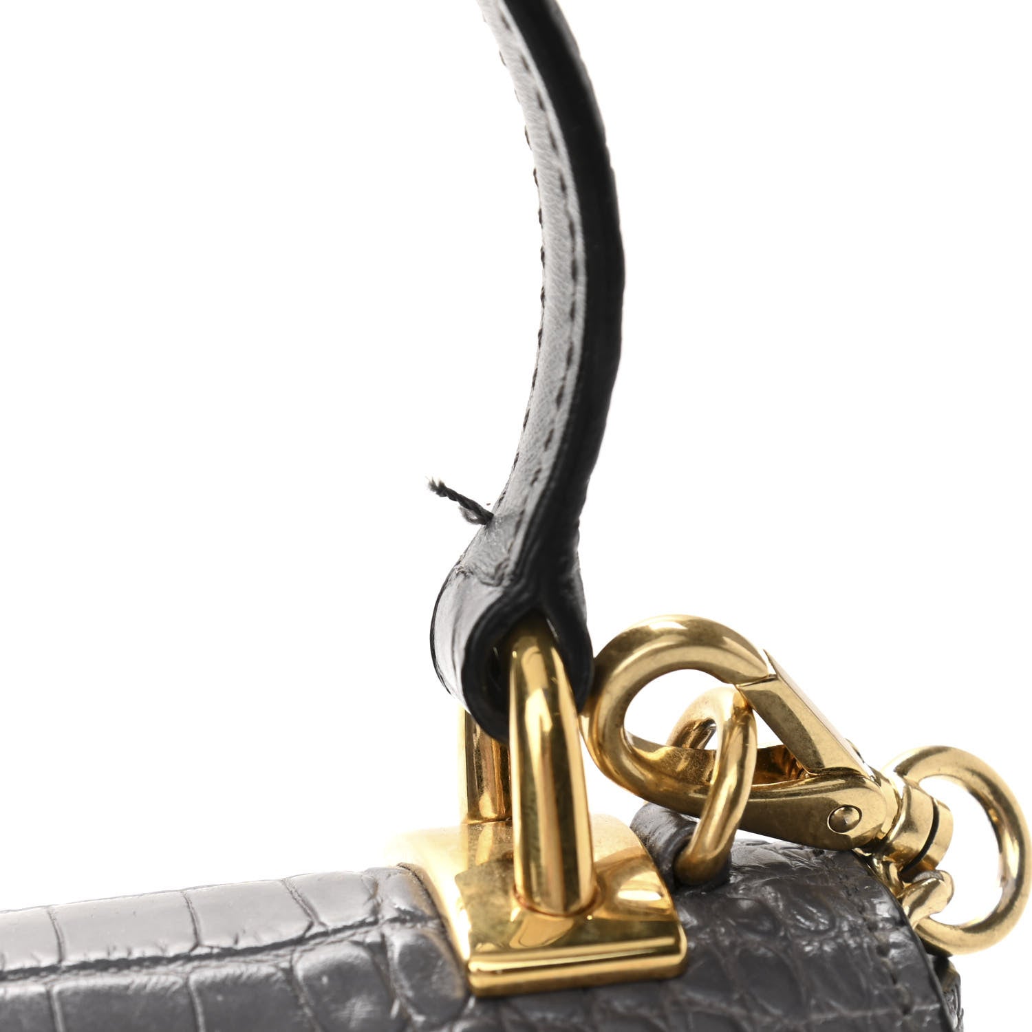 Miu Miu Crocodile Print Calfskin Top Handle Bag Mercurio 10 of 10