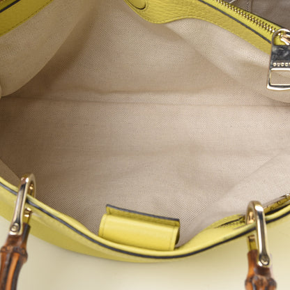 Gucci Pebbled Calfskin Medium Bamboo Shopper Tote Citrus 5 of 18