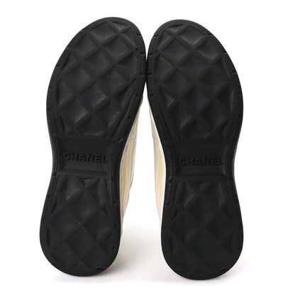 Chanel Velvet Calfskin Mixed Fibers CC Sneakers 39.5 Ivory Black 6 of 9