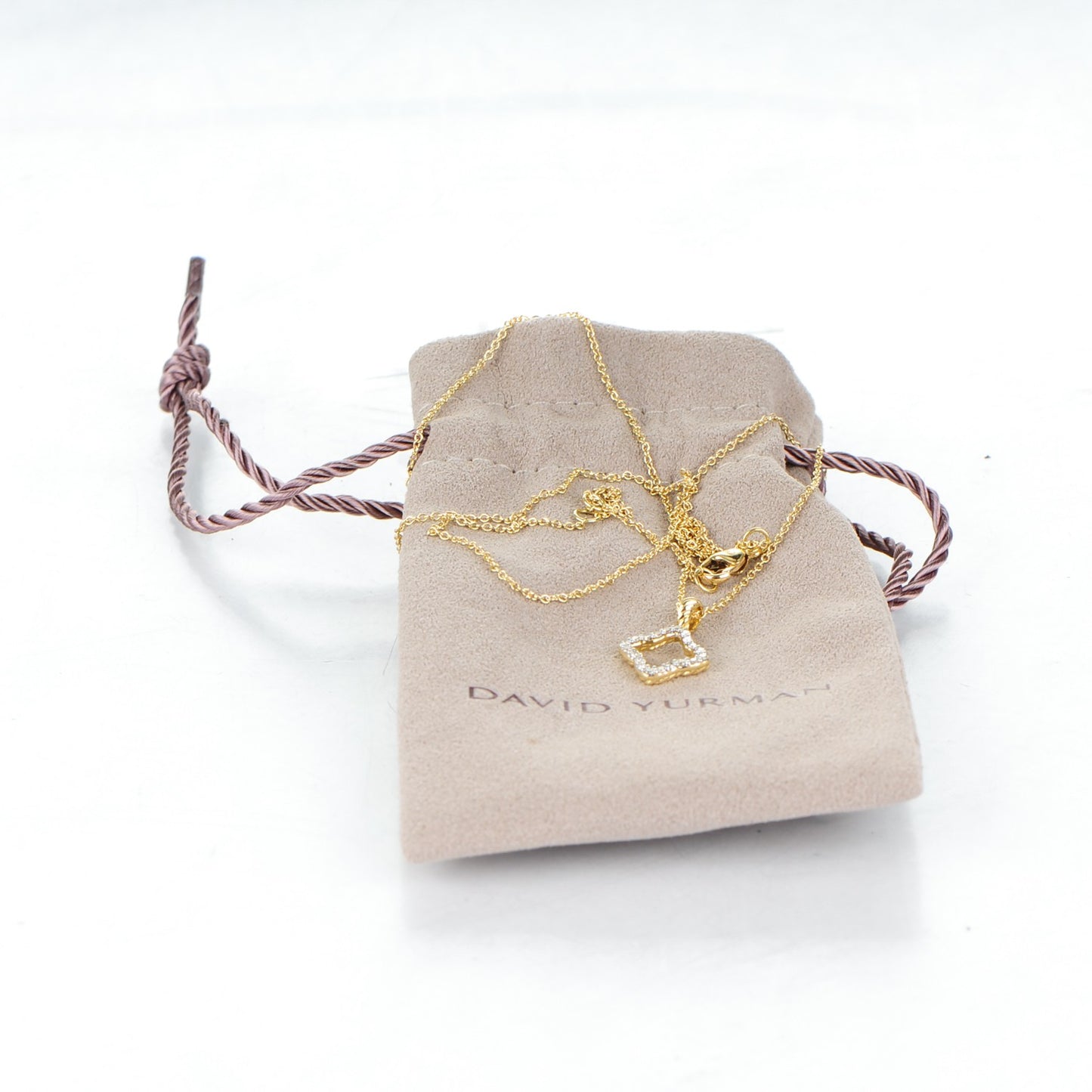18K Yellow Gold Diamond Cable Collectibles Quatrefoil Pendant Necklace