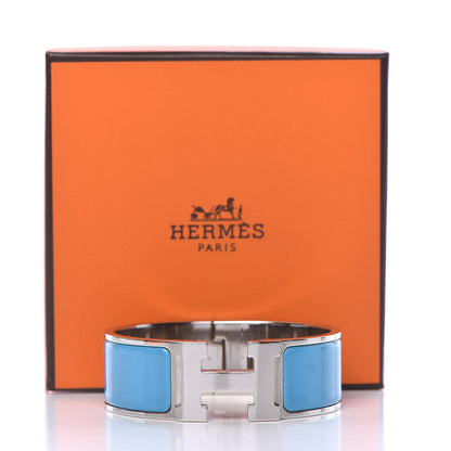 Hermes Enamel Wide Clic Clac H Bracelet PM Bleu Azure 6 of 6