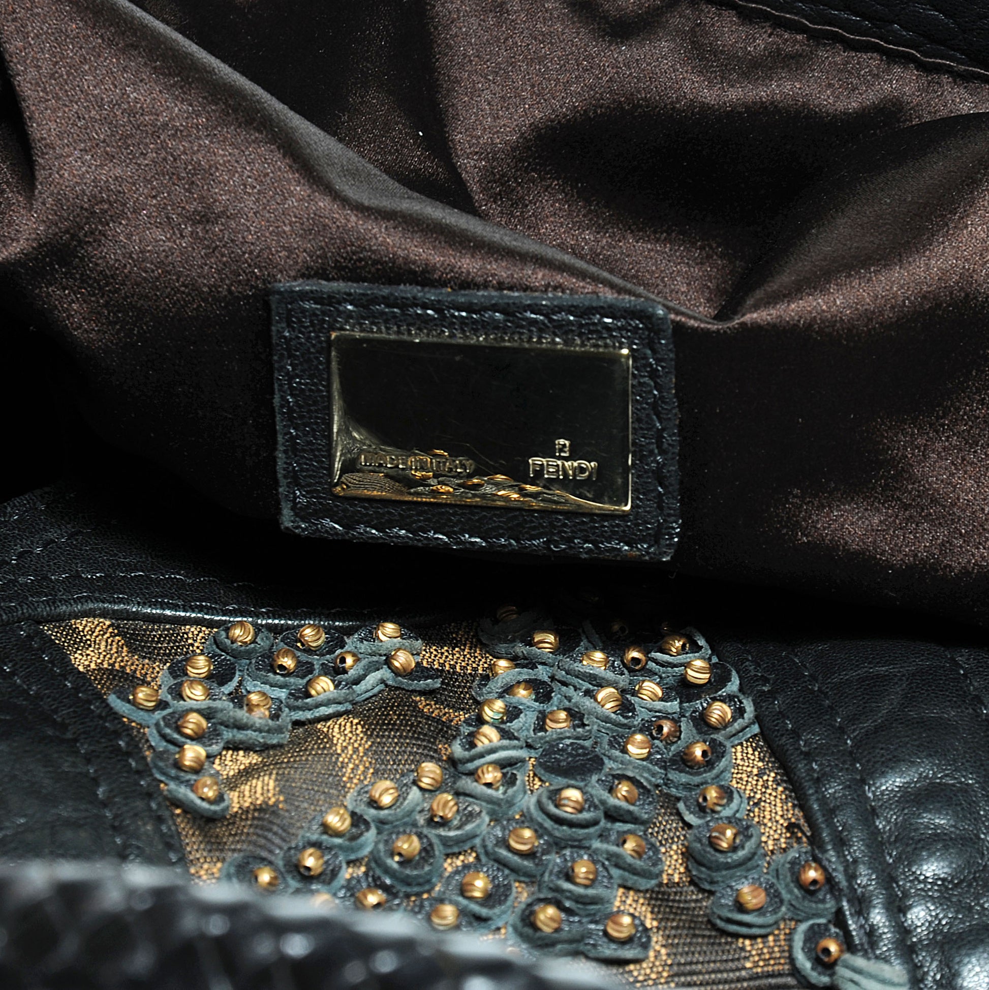 Fendi Nappa Zucca Studded Spy Tobacco 6 of 9