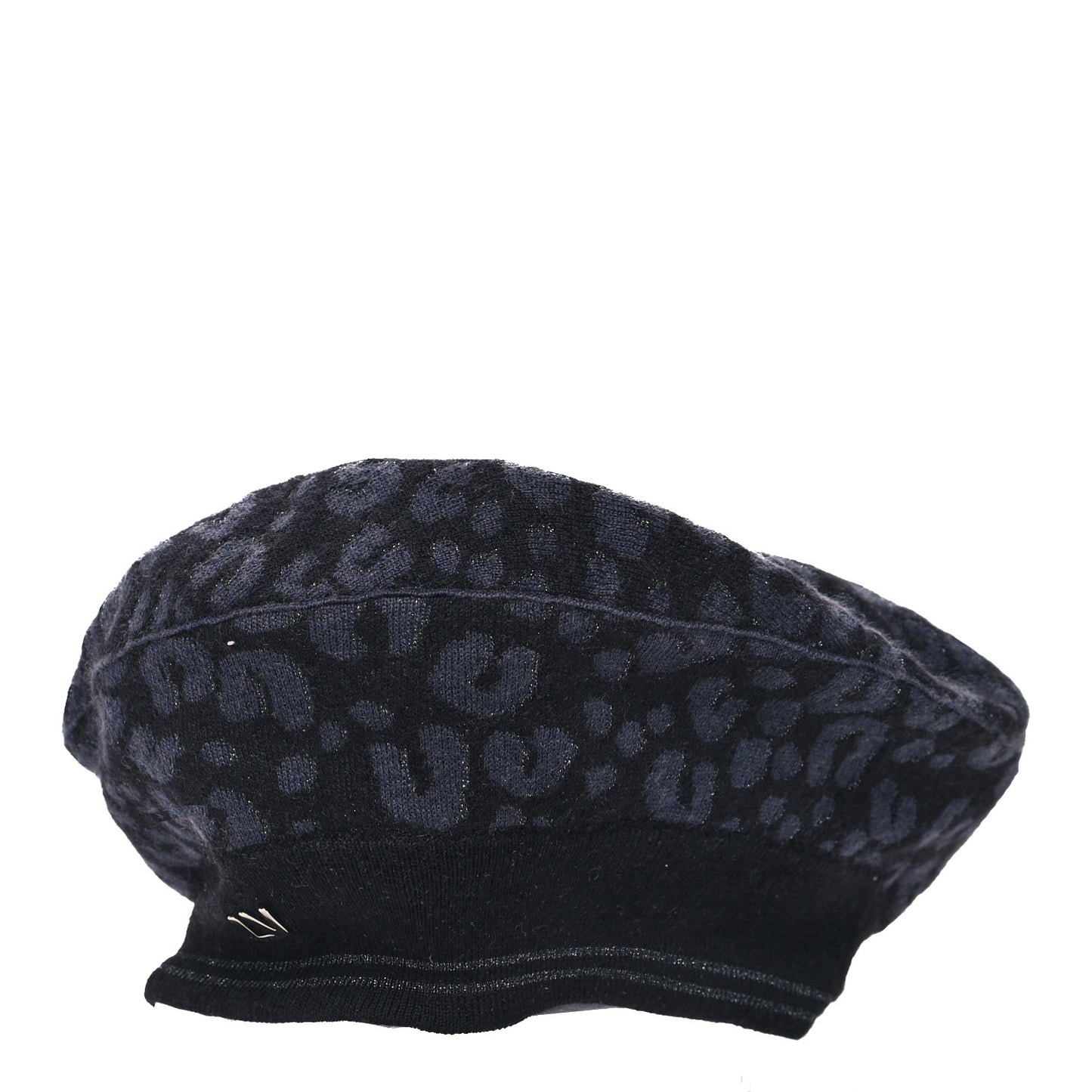 Cashmere Silk Leopard Beret Black