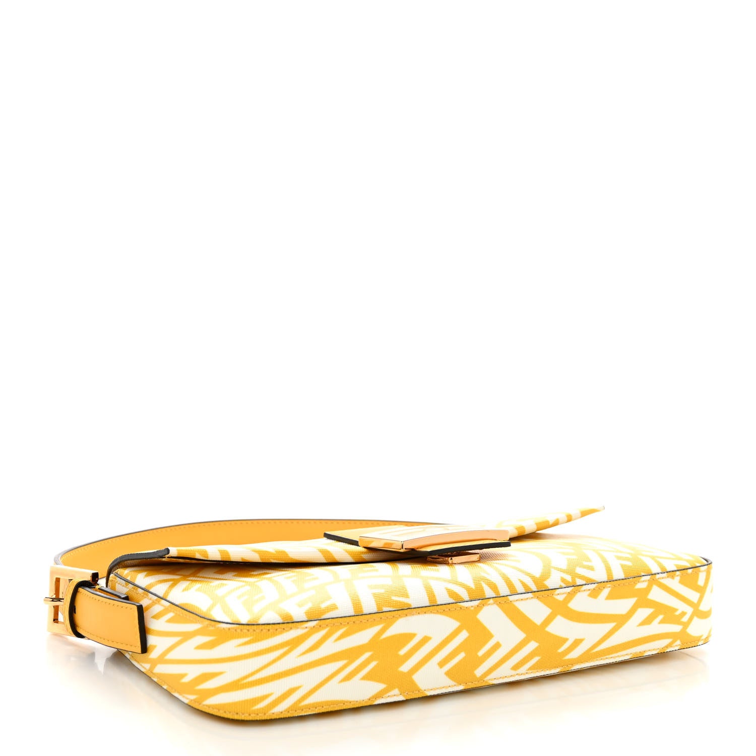 Fendi X SARAH COLEMAN Glazed Canvas Vitello King FF Vertigo Baguette 1997 Mimosa White 4 of 9