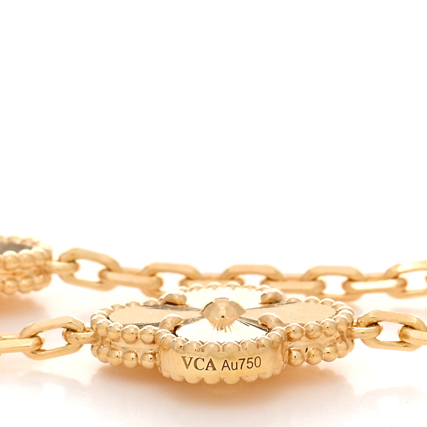 18K Yellow Gold 5 Motifs Guilloche Vintage Alhambra Bracelet