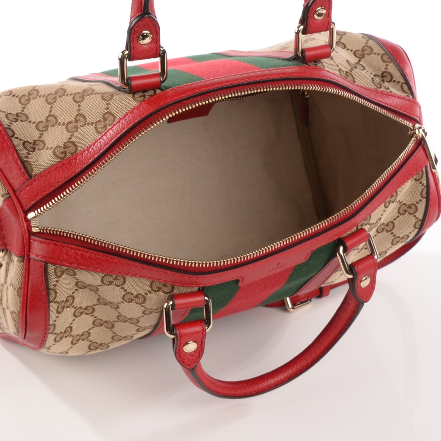 Monogram Vintage Web Medium Boston Hibiscus Red