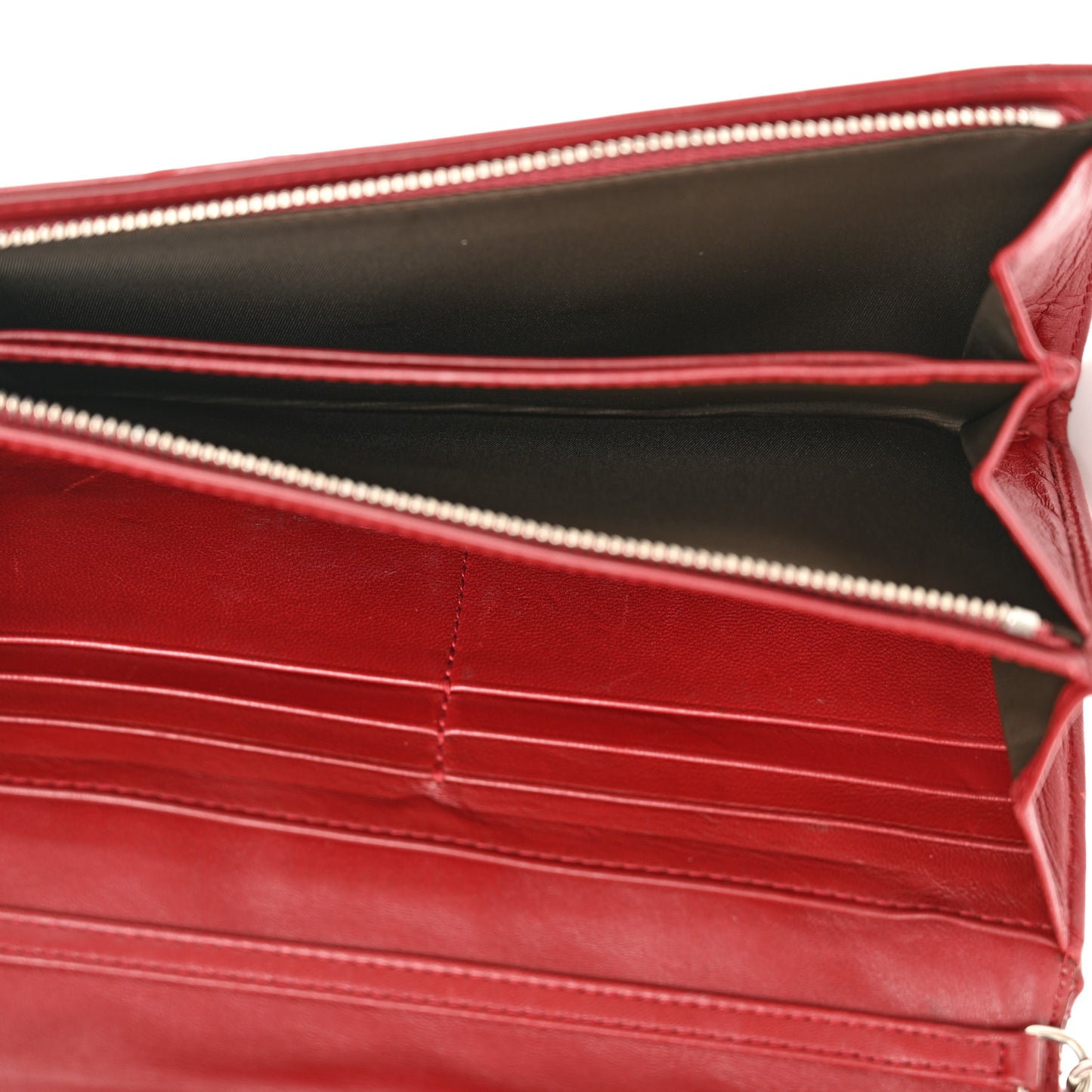 Patent Cannage Miss Dior Chain Wallet Red