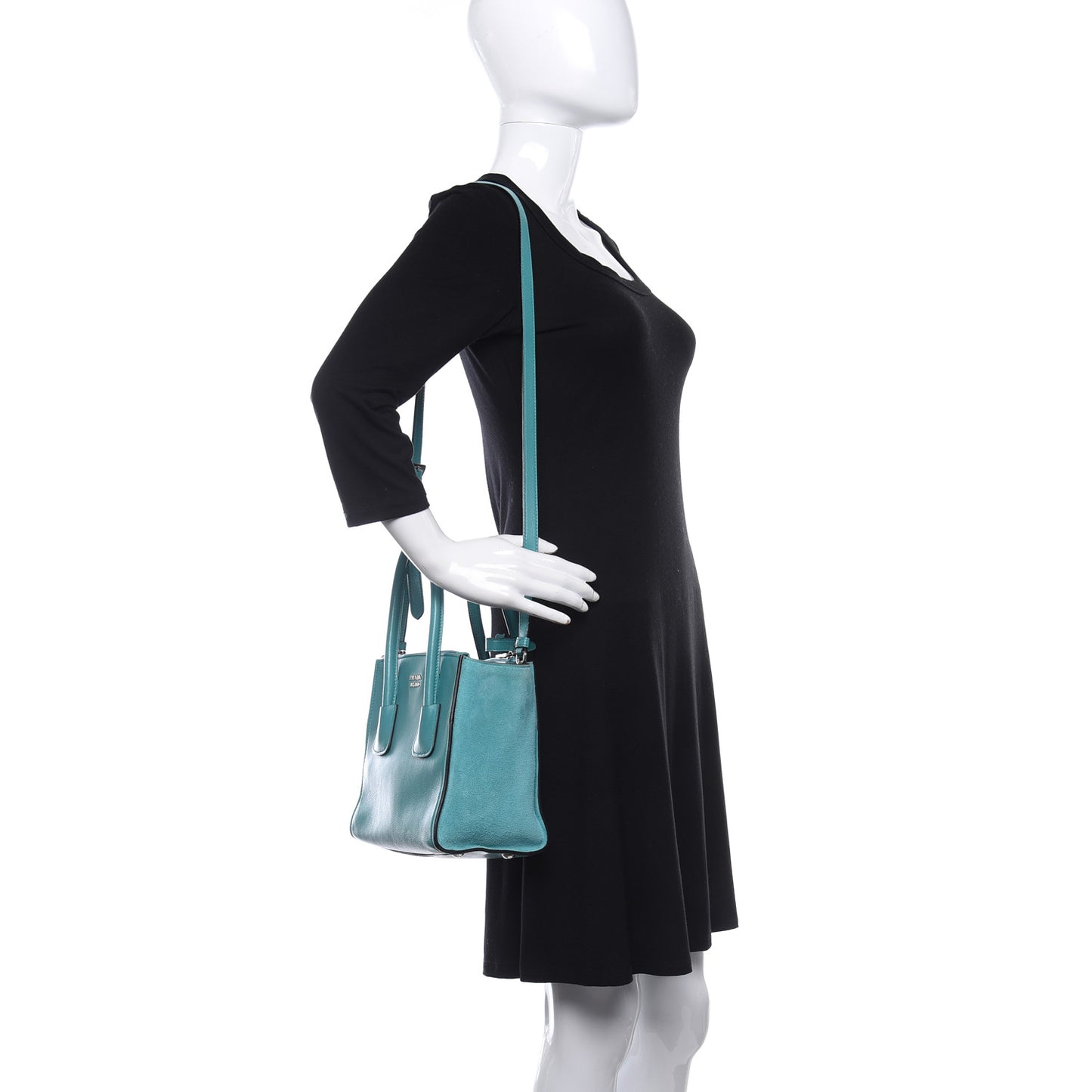 Glace Calf Scamosciato Suede Mini Twin Pocket Tote Giada