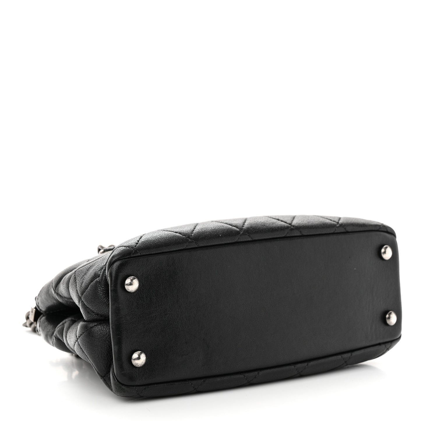 Shiny Sheepskin Quilted Small Shopping Tote Black