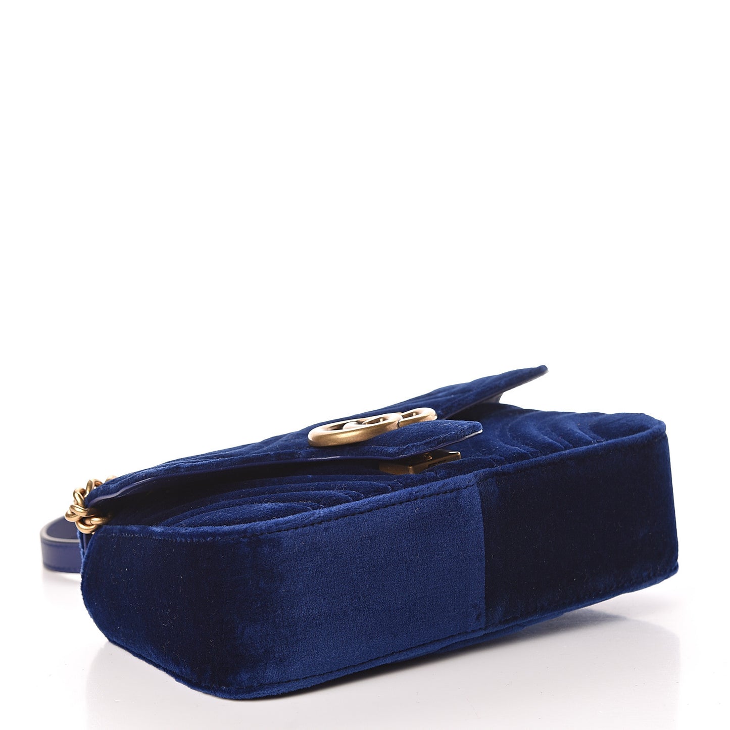 Velvet Matelasse Mini GG Marmont Shoulder Bag Cobalt Blue