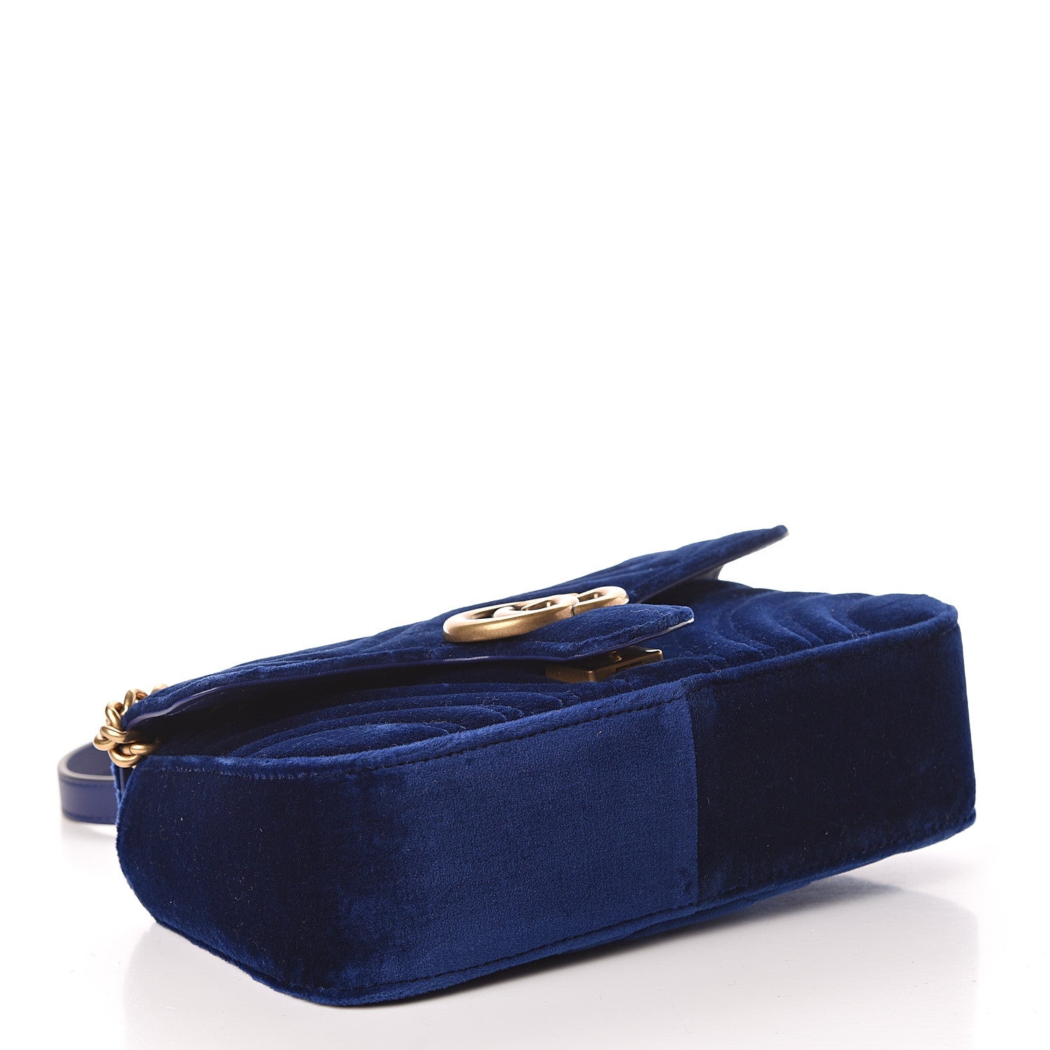Gucci Velvet Matelasse Mini GG Marmont Shoulder Bag Cobalt Blue 4 of 12