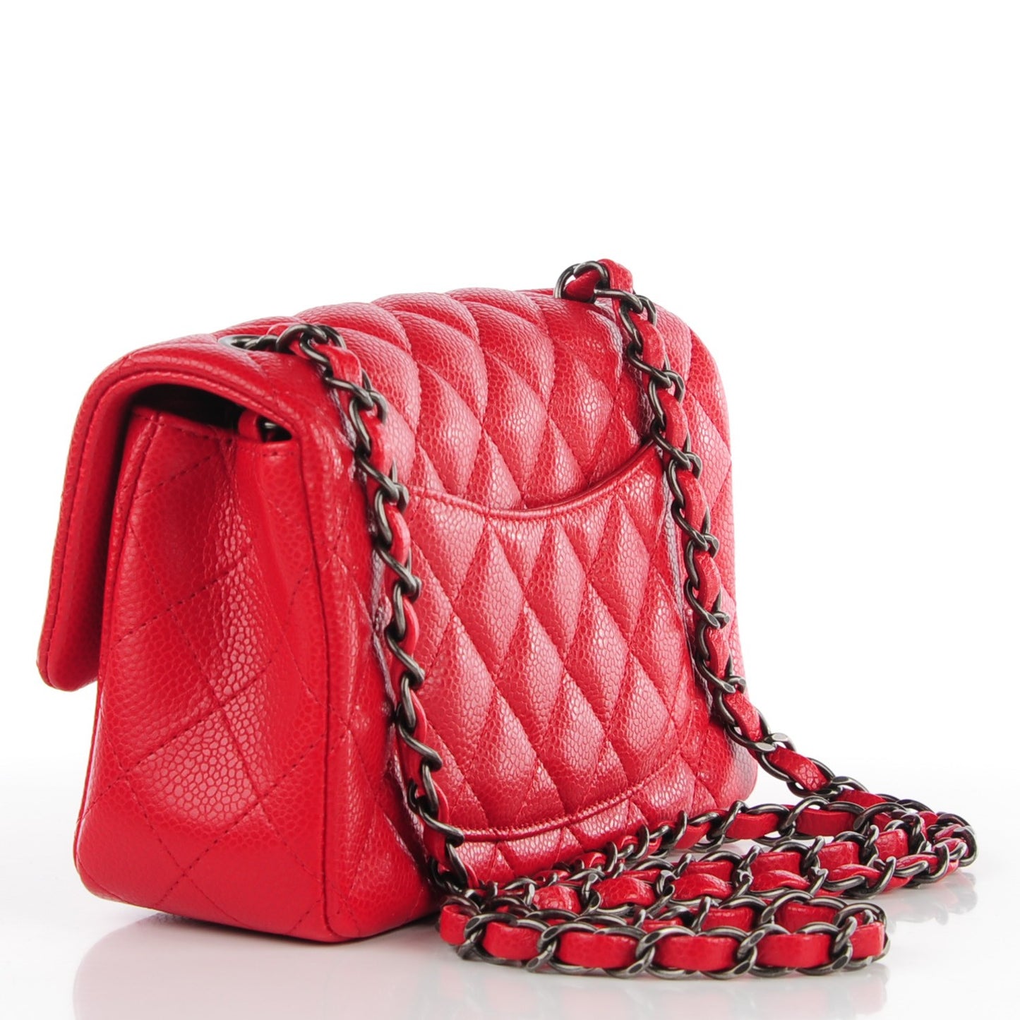 Caviar Quilted Mini Rectangular Flap Red
