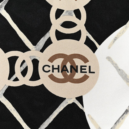 Chanel Silk Camellia CC Square Scarf Black 2 of 3
