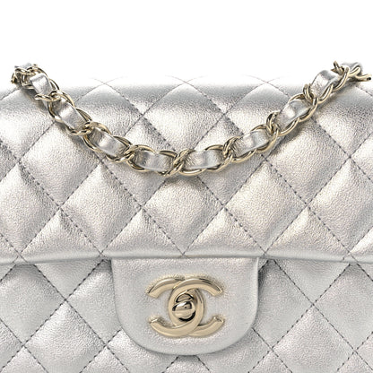 Chanel Metallic Lambskin Quilted Mini Rectangular Flap Silver 8 of 15