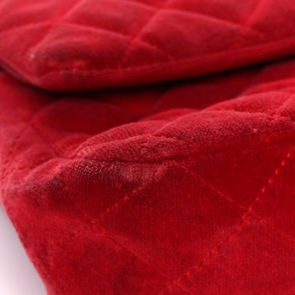 Chanel Velvet Quilted Medium Double Flap Red 10 of 19