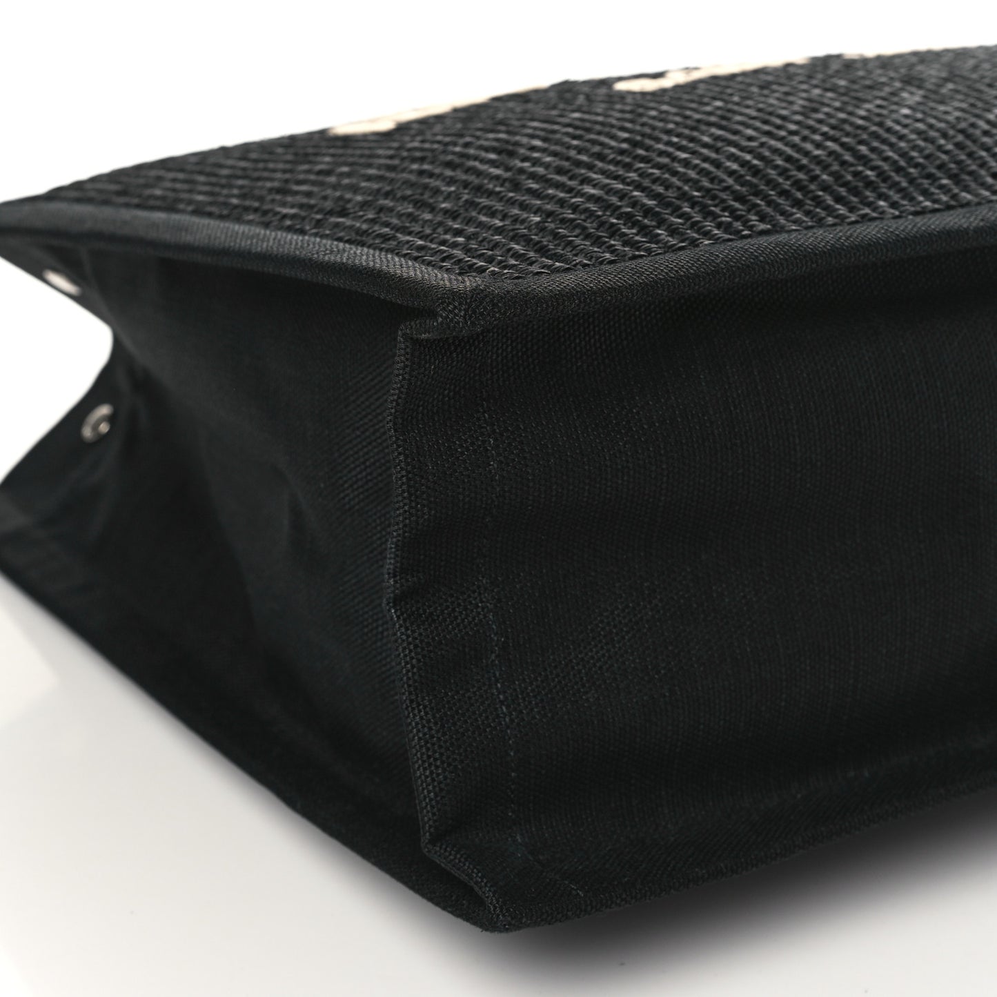 Raffia Linen Calfskin Rive Gauche Tote Black