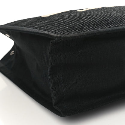 Saint Laurent Raffia Linen Calfskin Rive Gauche Tote Black 8 of 9