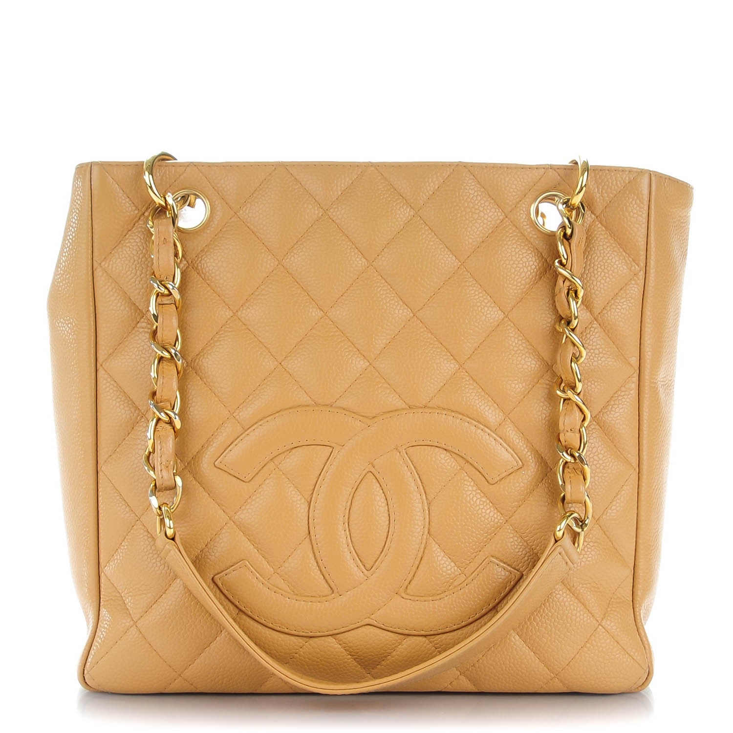 Chanel Caviar Quilted Petit Shopping Tote PST Dark Beige 1 of 7