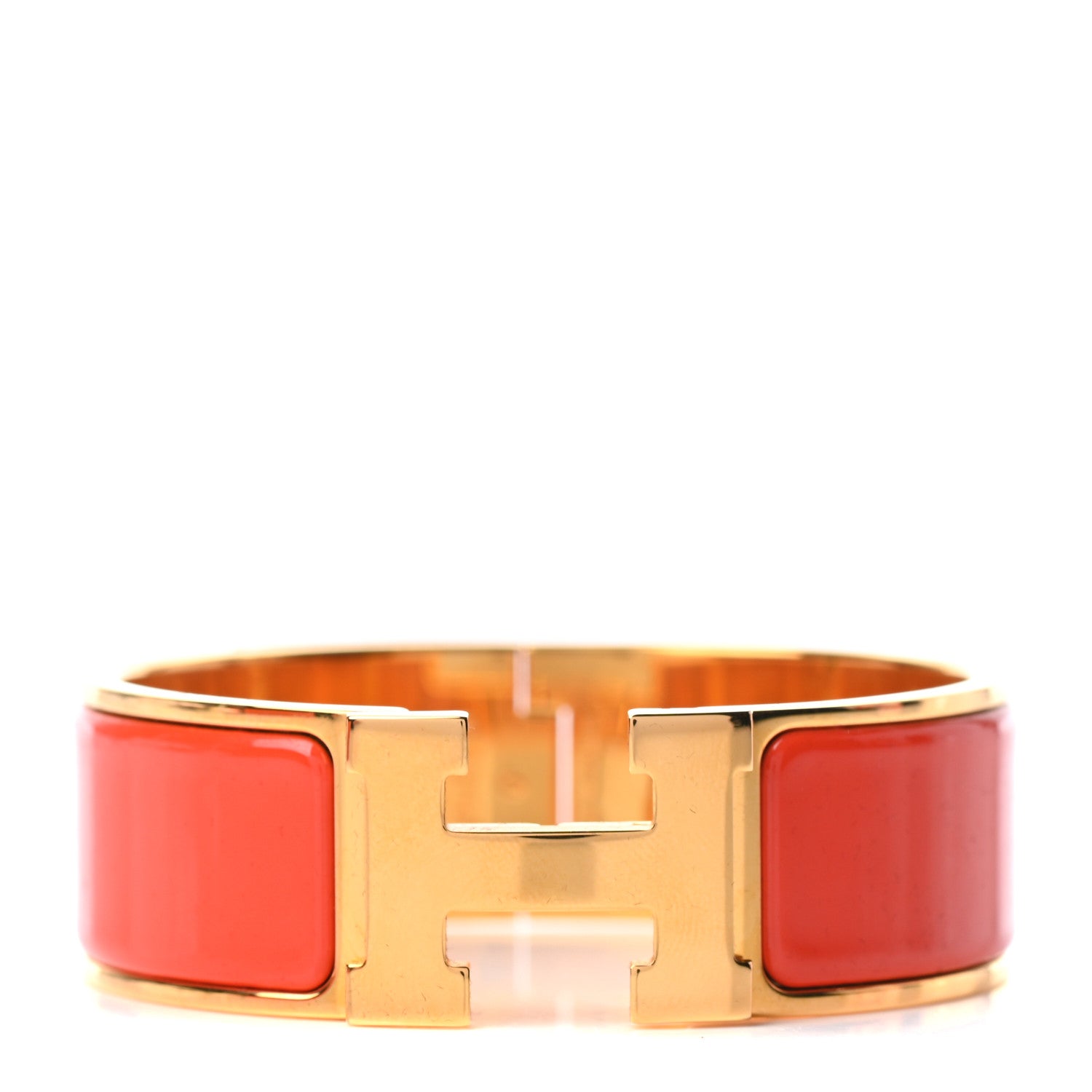 Hermes Enamel Wide Clic Clac H Bracelet GM Orange Fruite 1 of 5