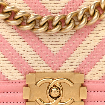 Chanel Fabric Chevron Braided Small Boy Flap Pink Ivory Pink Ivory 8 of 13