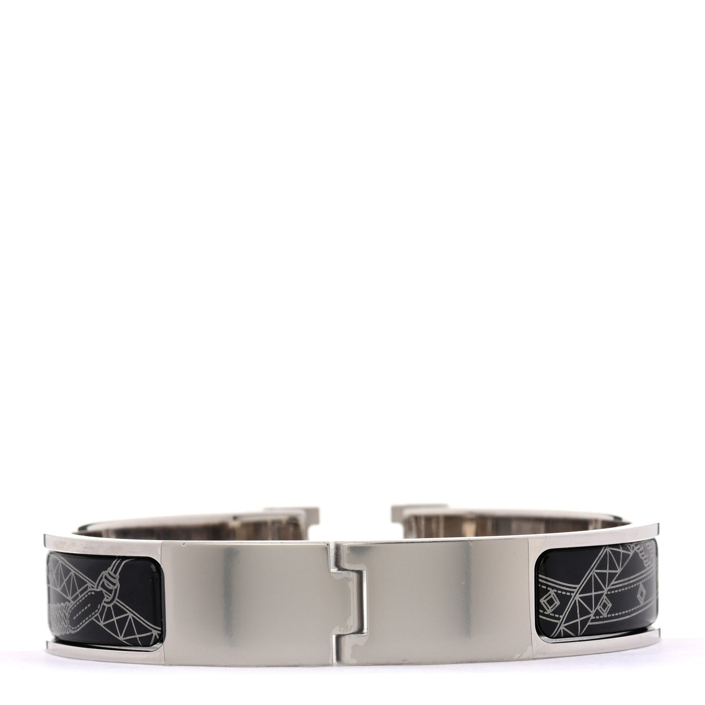 Enamel Printed Jour de Casting Clic Clac H Bracelet PM Platine White Black