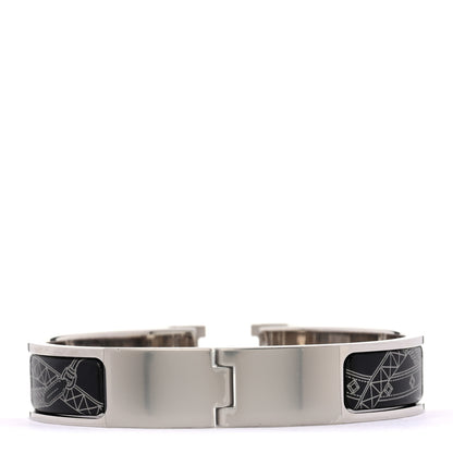 Hermes Enamel Printed Jour de Casting Clic Clac H Bracelet PM Platine White Black 3 of 4