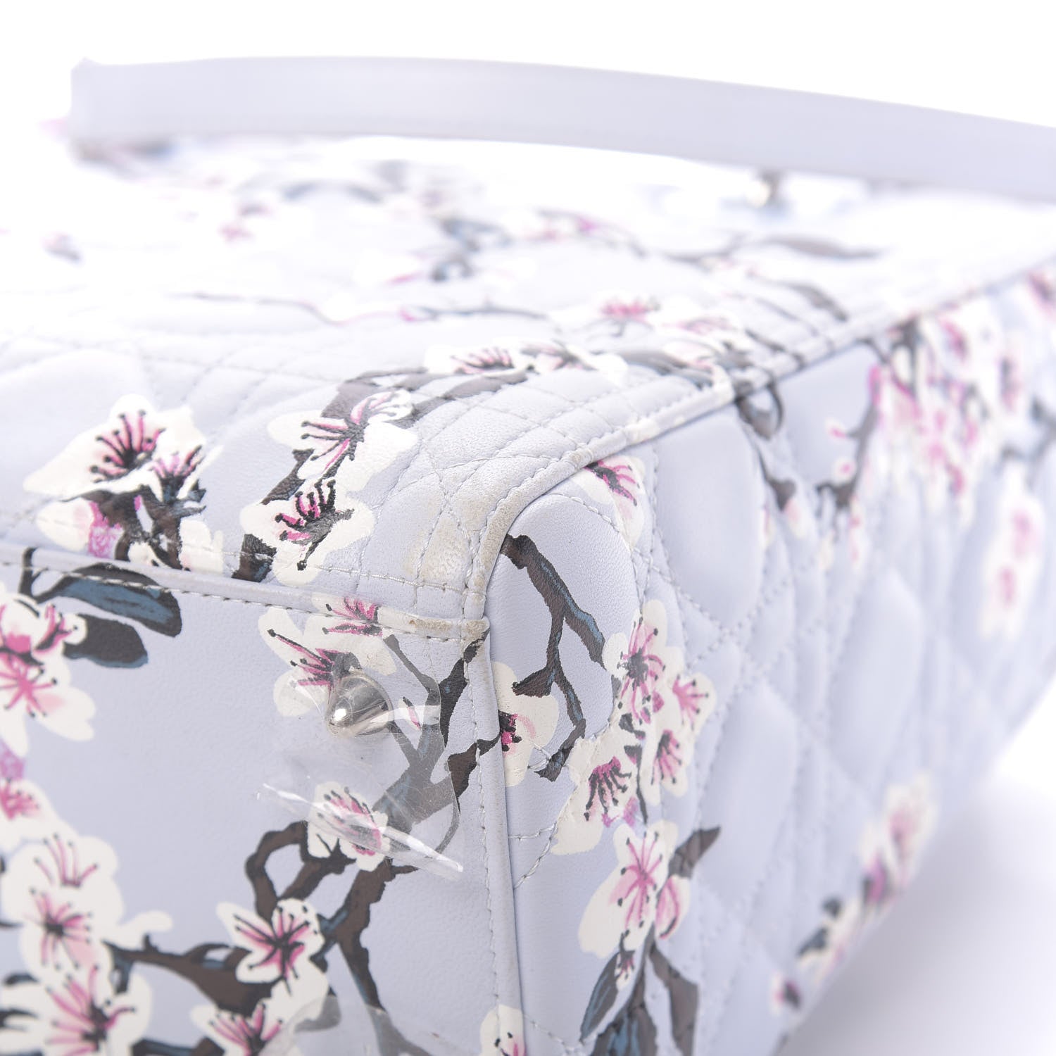 Christian Dior Lambskin Cannage Floral Printed Medium Lady Dior Light Blue 19 of 19