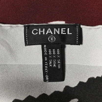 Chanel Silk CC Heart Square Scarf Grey Red 2 of 3