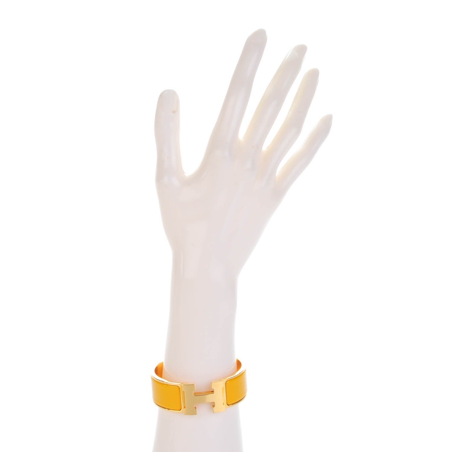 Hermes Enamel Wide Clic Clac H Bracelet PM Jaune Soleil 2 of 6