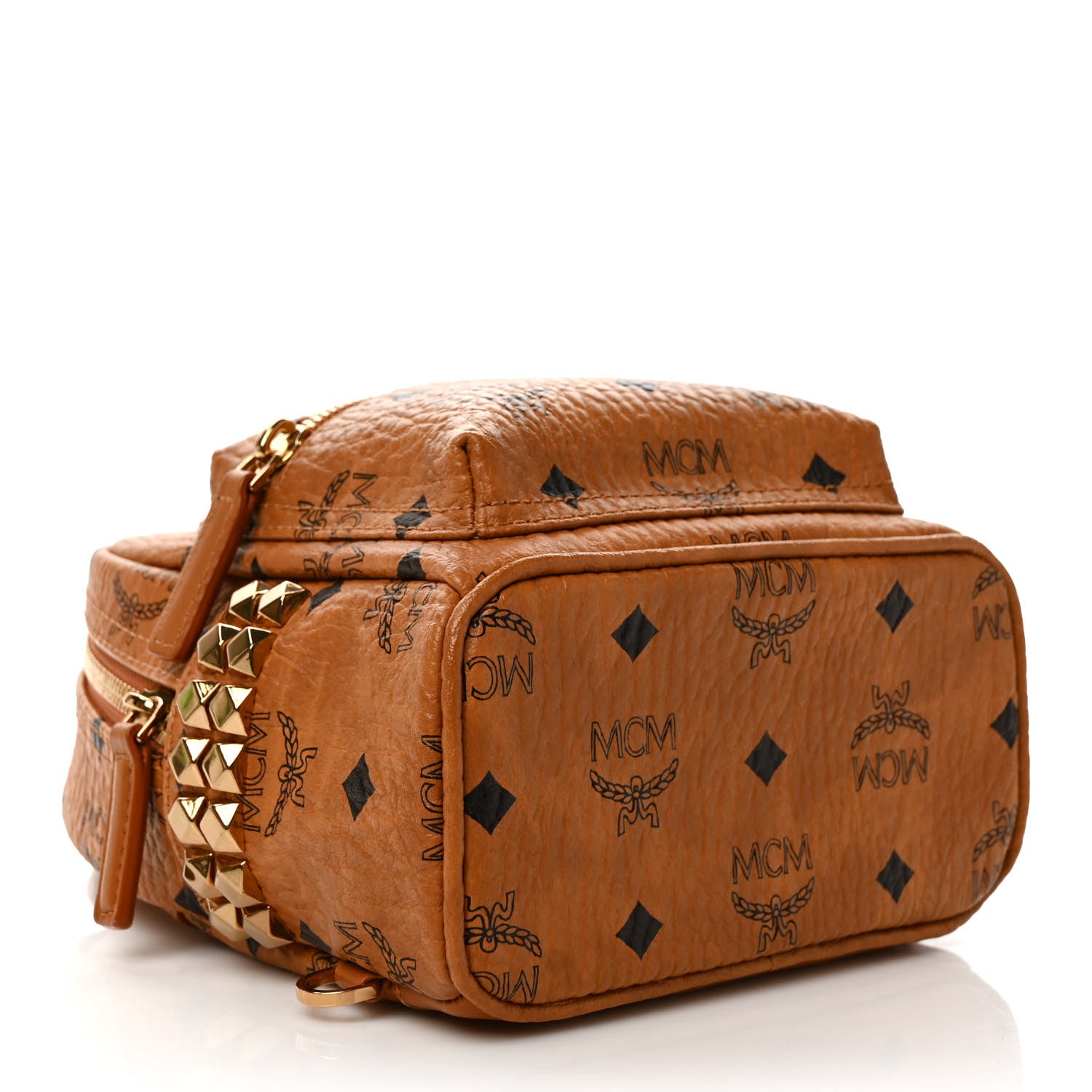 MCM Visetos Side Stud X-Mini Stark Bebe Boo Backpack Cognac 4 of 10