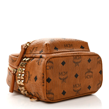 MCM Visetos Side Stud X-Mini Stark Bebe Boo Backpack Cognac 4 of 10