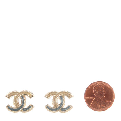 Chanel Glitter Enamel CC Earrings Gold 2 of 5