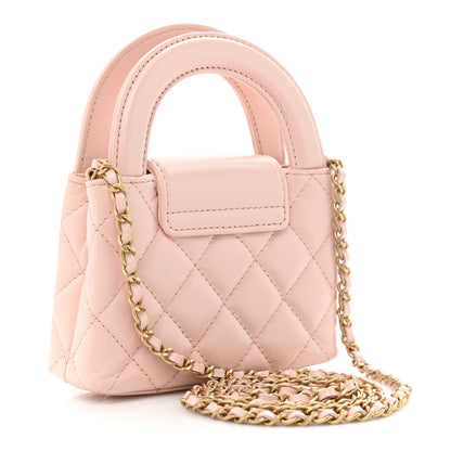 Chanel Shiny Aged Calfskin Quilted Mini Nano Kelly Shopper Light Pink 2 of 9