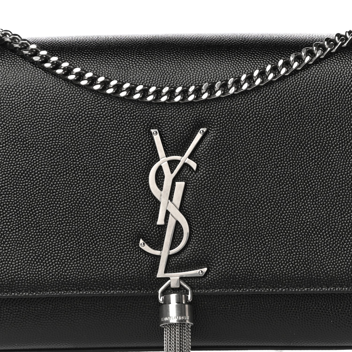 Saint Laurent Grain De Poudre Medium Classic Monogram Kate Tassel Satchel Black 8 of 10