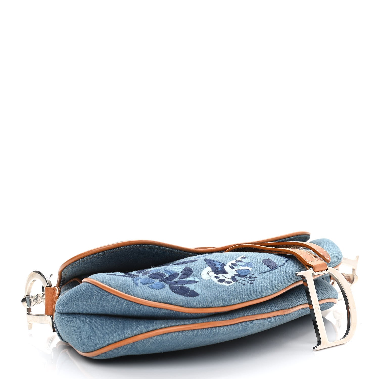 Christian Dior Denim Embroidered Saddle Bag Blue 4 of 10