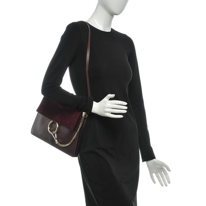 Chloe Suede Calfskin Medium Faye Shoulder Bag Dark Purple 2 of 6
