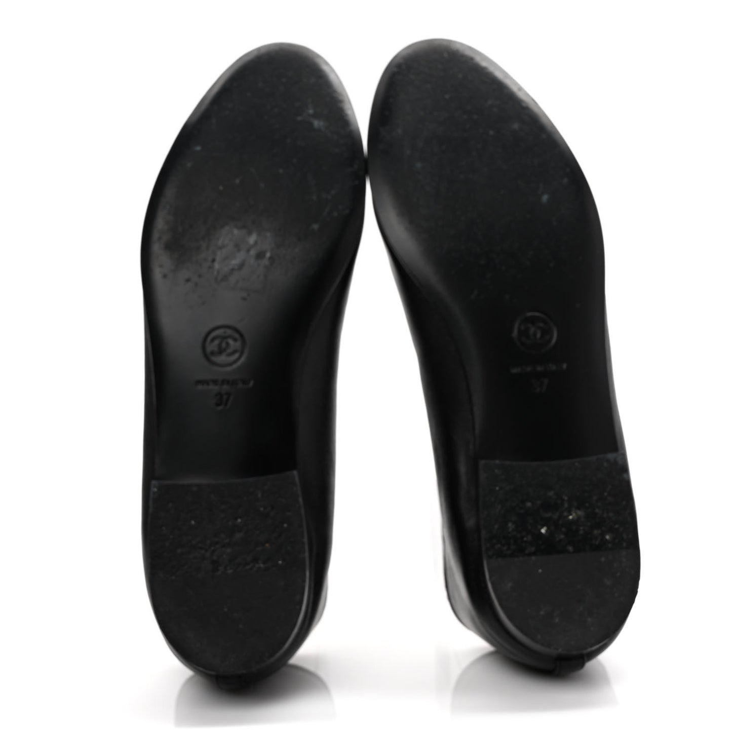 Lambskin Patent Cap Toe CC Ballerina Flats 37 Black