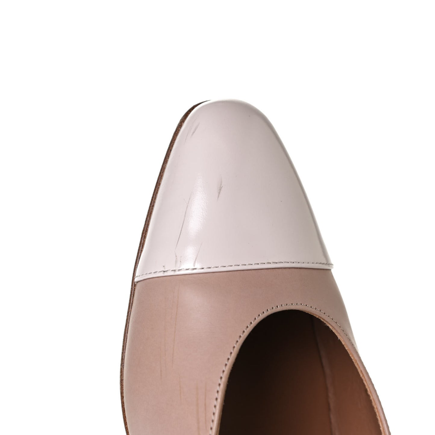 Glazed Calfskin Cap Toe CC Slingback Pumps 38 Beige Pink