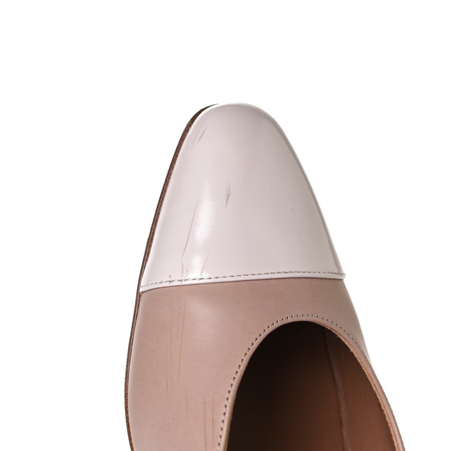 Chanel Glazed Calfskin Cap Toe CC Slingback Pumps 38 Beige Pink 10 of 14
