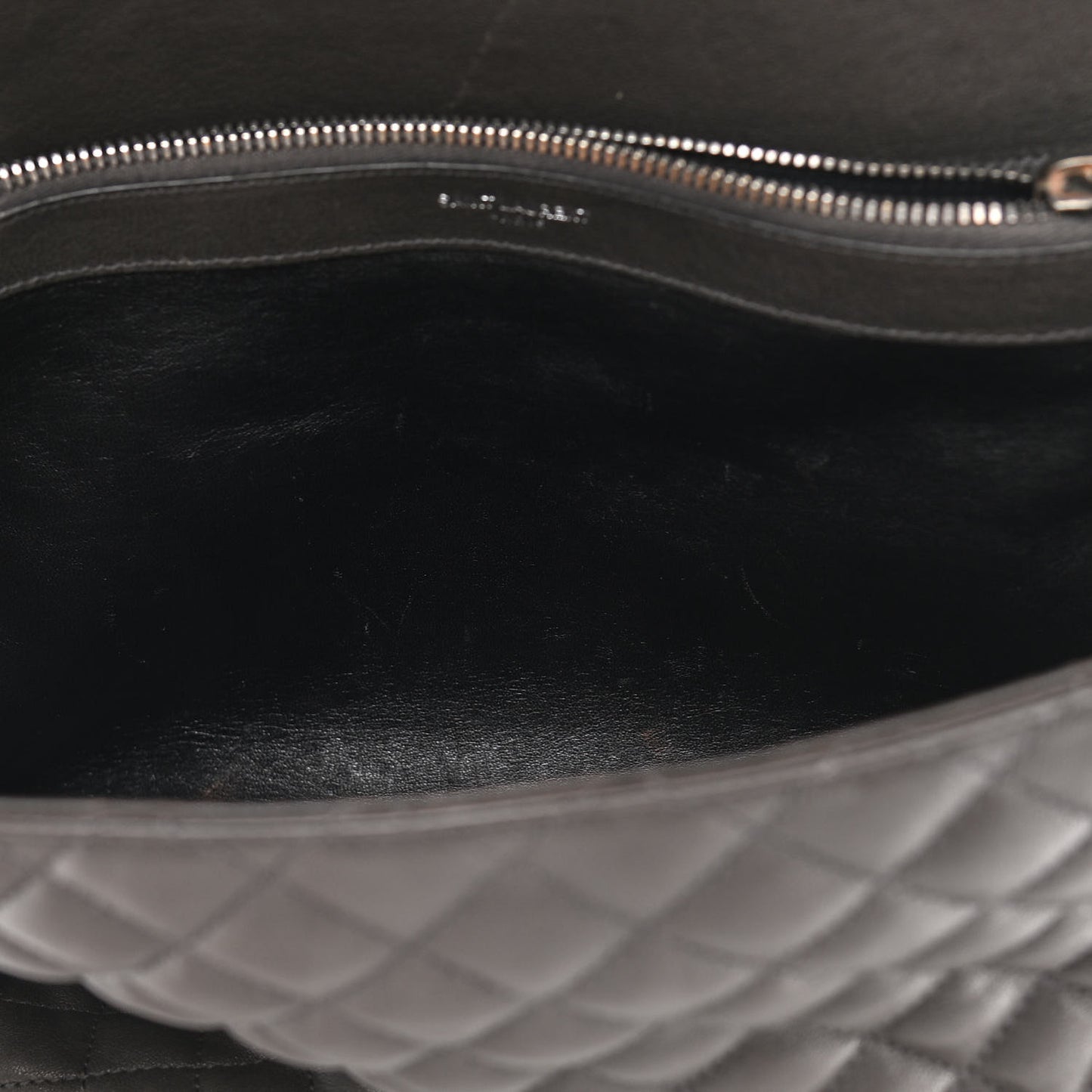 Sheepskin Tri-quilt Monogram Large College Satchel Black