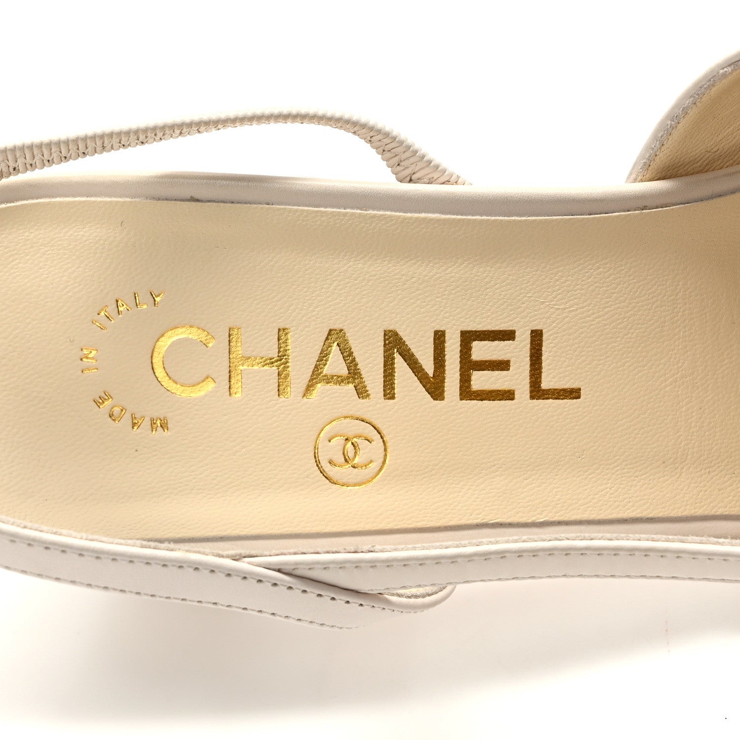 Chanel Glazed Calfskin Cap Toe CC Slingback Pumps 38 Ivory Black 7 of 9