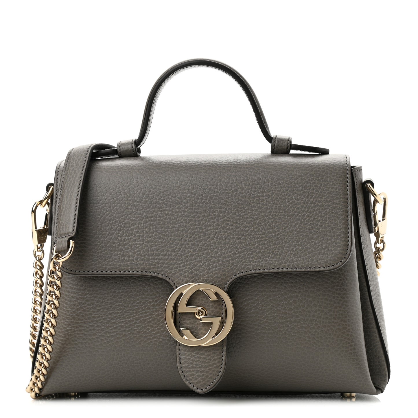 Dollar Calfskin Interlocking G Top Handle Shoulder Bag Loess