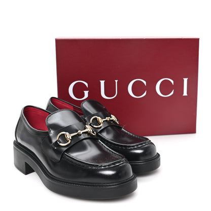 Gucci Cordovan Lux Horsebit Womens Lug Sole Loafers 39.5 Black 10 of 10