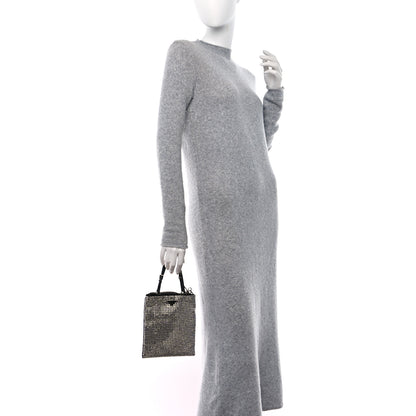 Prada Satin Crystal Metal Triangle Logo Chain Crossbody Handbag Cristal 2 of 8