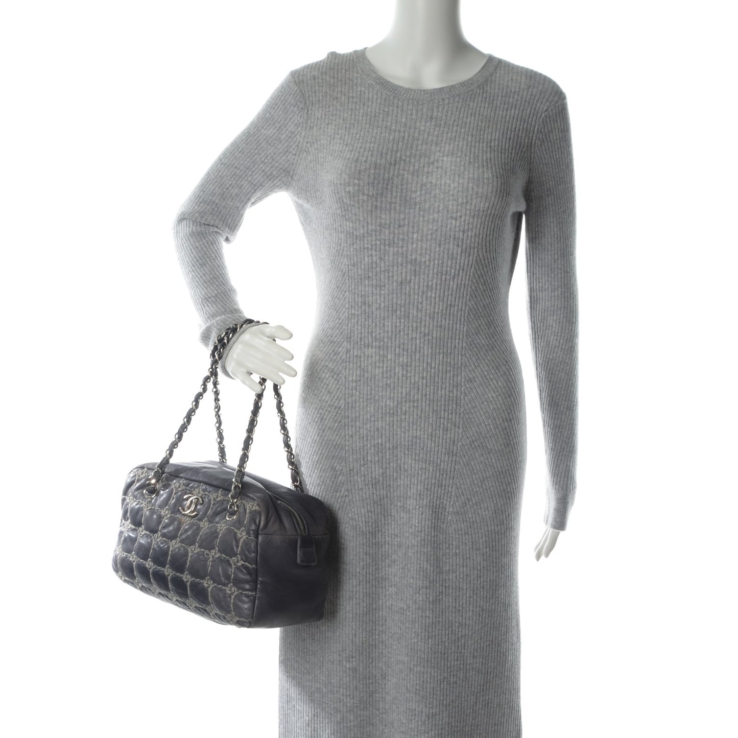 Lambskin Tweed Double Stitch Bowler Grey