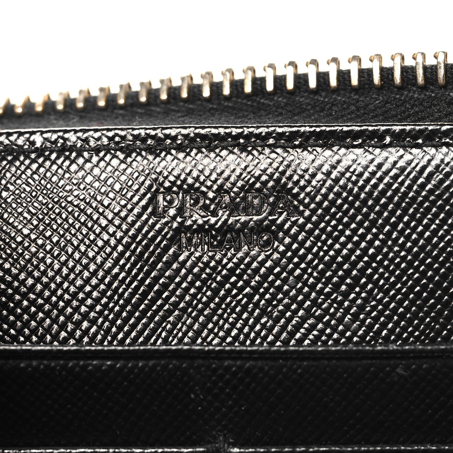 Saffiano Metal Zip Around Wallet Black